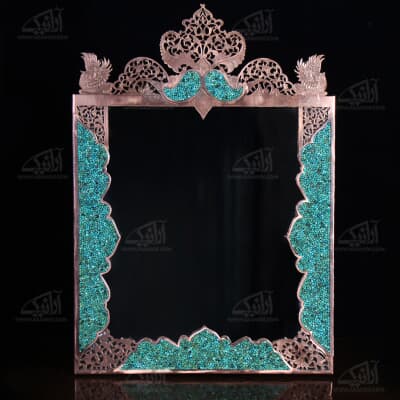 آینه فیروزه کوب‏ سایز ‏65‏cm‏ رنگ ‏مسی‏ طرح ‏مشبک‏ 