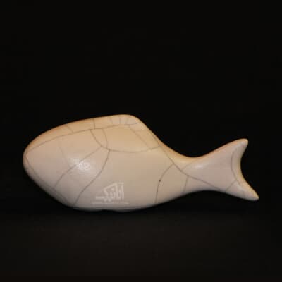ماهی ‎سفالی‎ ‎‎‎‎لعاب تَرَک‎ ‎‎سایز‎ ‎13‎ cm‎ ‎ ‎‎رنگ‎ ‎سفید‎ ‎‎‎‎‎