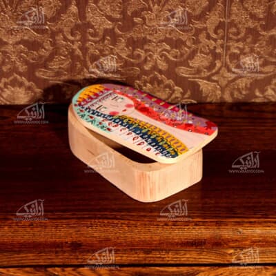 جعبه زیور آلات چوب غیر هندسی نقاشی با رنگ سایز ‏5*9*19 رنگ ‏قهوه ای روشن طرح ‏گلچهره 