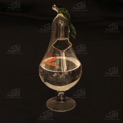 تنگ ماهی شیشه گری با حرارت مستقیم‏ 20‏cm‏ بی رنگ‏ طرح ‏گلابی‏ 