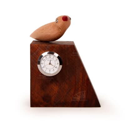 ساعت تراش چوب‏ سایز ‏13‏cm‏ رنگ ‏قهوه ای‏ طرح ‏پرنده‏ 