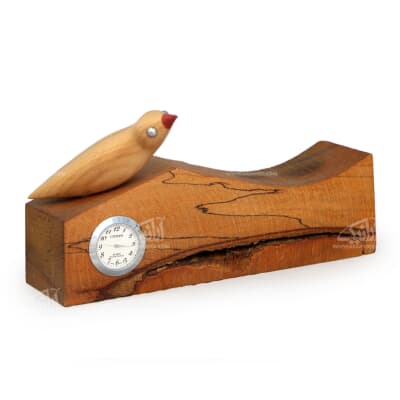 ساعت تراش چوب‏ سایز ‏11‏cm‏ رنگ ‏قهوه ای‏ طرح ‏پرنده‏ 