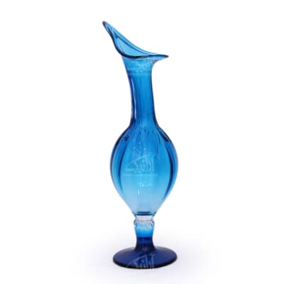 گلدان آبگینه‏ ساده‏ 35‏cm‏ آبی‏ طرح ‏نیزه ای‏ 