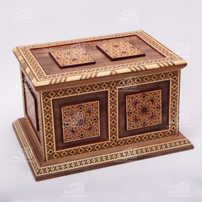 جعبه هدیه‏ چوبی‏ مستطیل‏ جوک کاری‏ سایز ‏30‏cm‏ رنگ ‏قهوه ای‏ طرح ‏نفیس‏ 