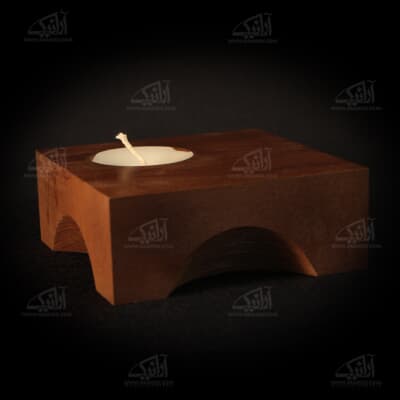 شمعدان چوبی‏ ساده‏ سایز ‏17‏cm‏ قهوه ای‏ طرح ‏کمان‏ 