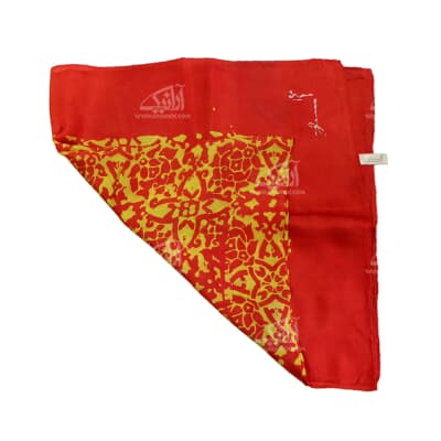 روسری ابریشمی‏ باتیک‏ سایز ‏قواره کوچک‏ قرمز‏ طرح ‏ژاله‏ 